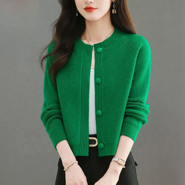 针织衫短款外套女毛衣开衫春秋新款高腰小款上衣外搭针织衫配裙子