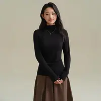 莱赛尔羊毛醋酸修身半高领长袖打底衫9226