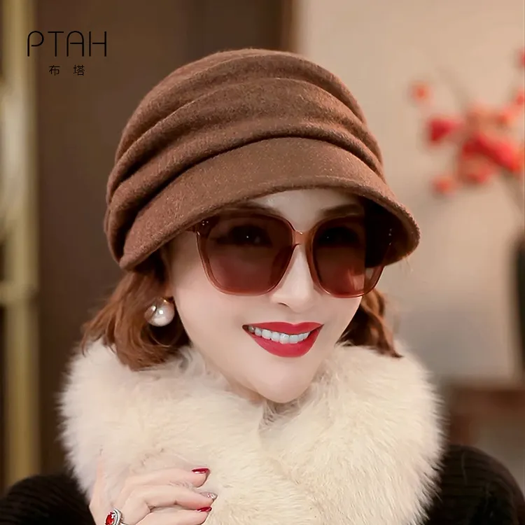 【羊毛鸭舌帽】羊毛混纺秋冬加厚保暖鸭舌帽时尚帽子女秋冬PT0639