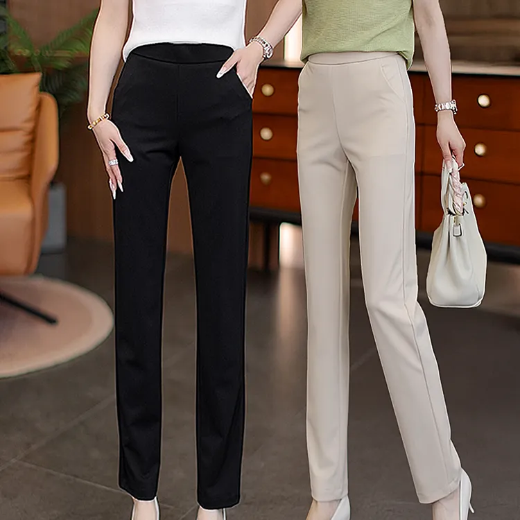 夏季新款薄款烟管裤女2025高腰显瘦休闲小个子小直筒长裤弹力