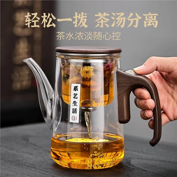 2025新款磁吸泡茶壶飘逸杯高端茶水分离玻璃内胆泡茶按压式茶壶