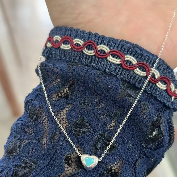 吊坠足银 纯银民族真宝石项链