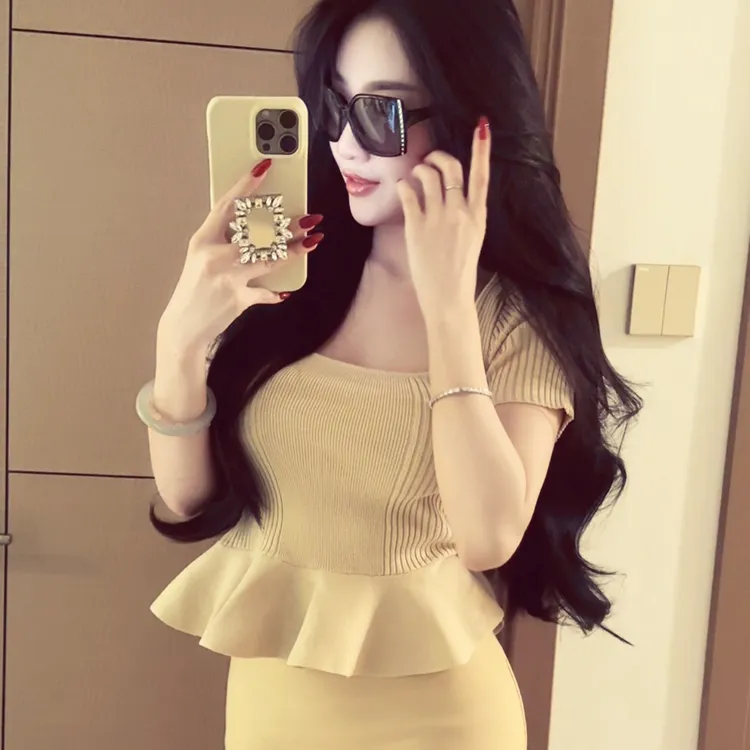 XIONG雯雯子【人鱼初恋】韩系百搭设计感气质大U领针织女