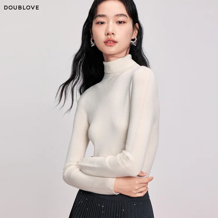 【巴素兰羊毛】立领针织衫含羊绒打底衫DOUBLOVE贝爱2025冬季新款