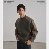 NYHSUGOO/南乙秋季毛织拼接套头卫衣男士简约廓形3873长袖上衣