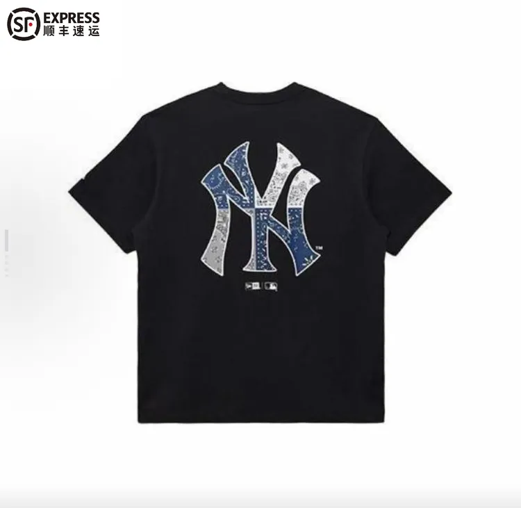 【KG户外专属】NEW ERAxMLB系列 纽约洋基队腰果花系列短袖T恤 男女同款 黑色