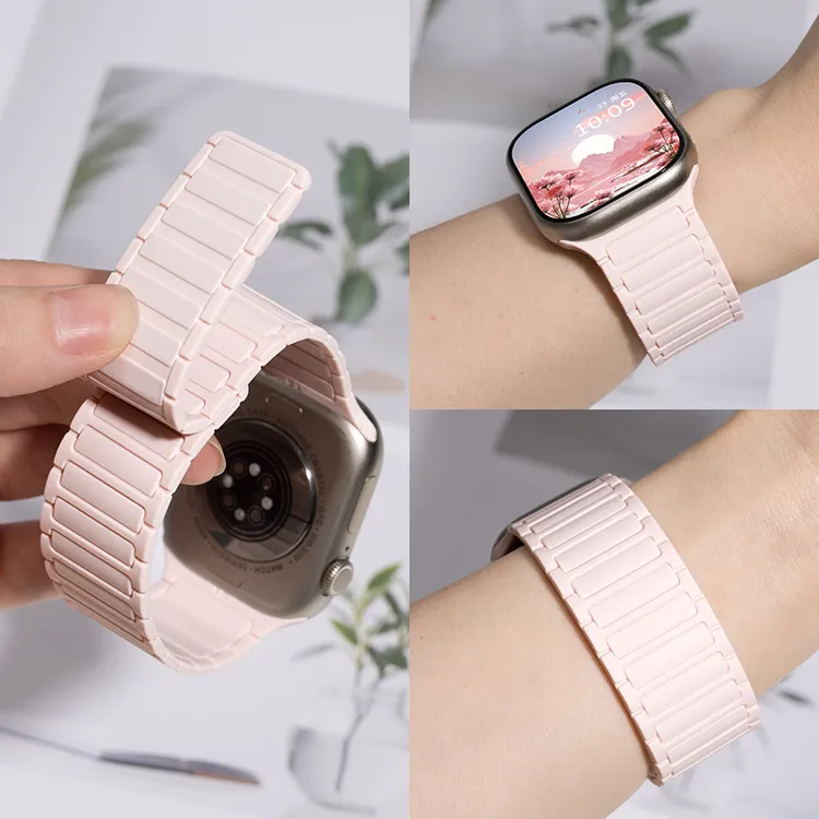 适用苹果手表s10表带硅胶applewatch9工字磁吸8iwatch表带男女夏7