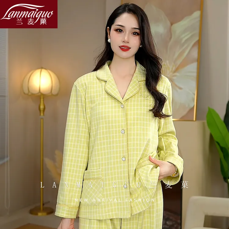 兰麦菓【德绒】两件套睡衣女2025秋冬季新款加厚加绒长袖保暖家居服