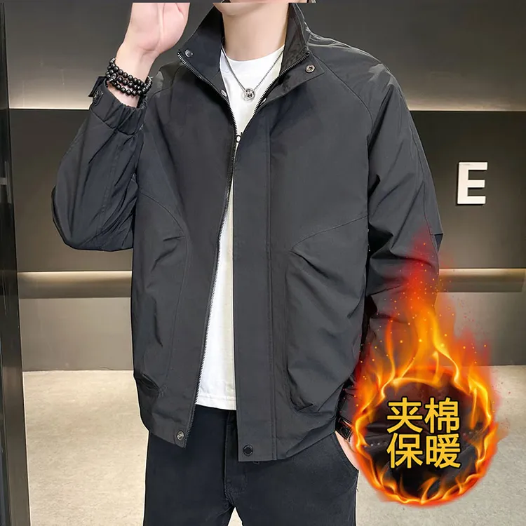 风衣青年2025新款时尚百搭高品质痞帅简约立领外套上衣潮流男装