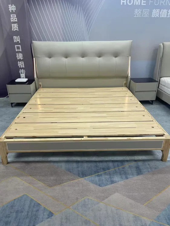 北欧极简轻奢真皮1米8主卧婚床皮床双人现代简约1.5m1.5米双人床