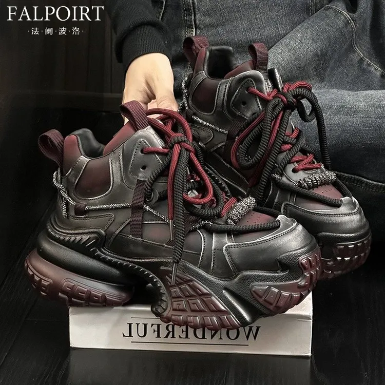 FALPOIRT欧货水钻老爹鞋女高帮轮胎厚底小个子增高潮酷休闲运动鞋