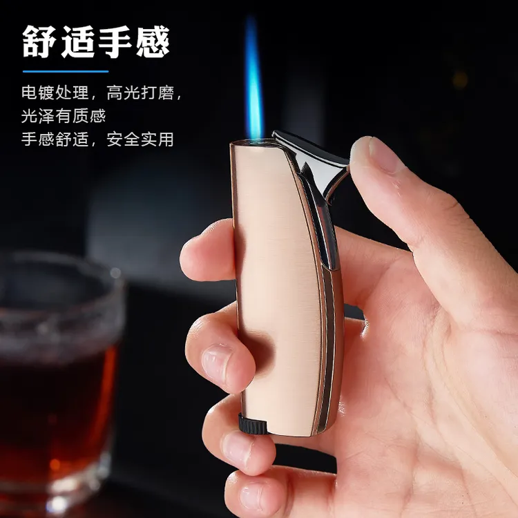 个性创意粉色火焰充气防风打火机优美弧线手感舒适精致小巧点烟器