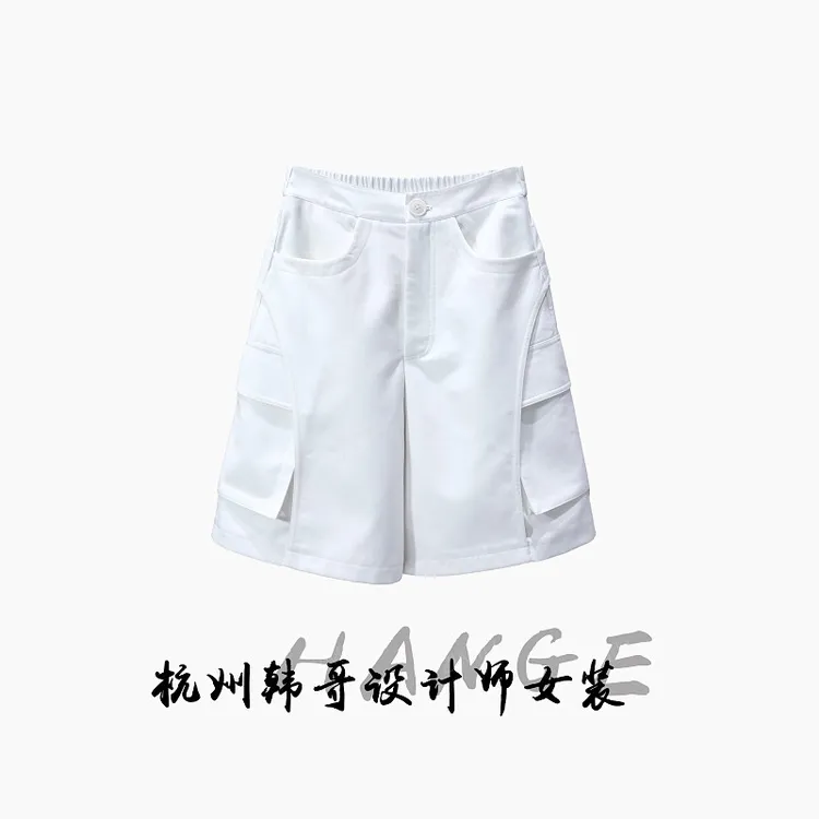 【韩哥女装】2025小众欧版象牙白重工高腰A字版高克重短裤8775-Q3