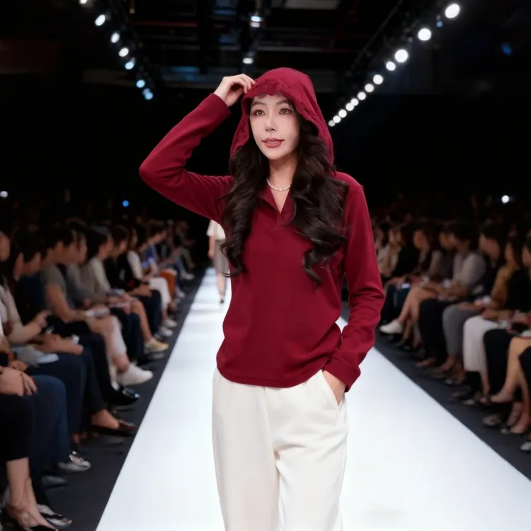 韩系温柔连帽纽扣打底衫2025秋冬新款慵懒风简约通勤显瘦长袖上衣