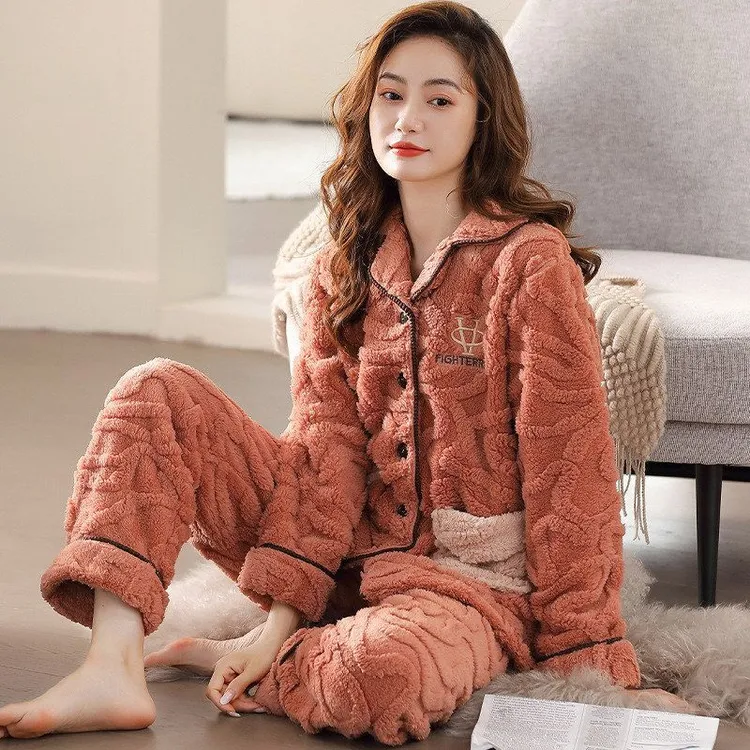 睡衣女士冬季珊瑚绒加厚加绒2025年新款秋冬法兰绒冬款大码家居服