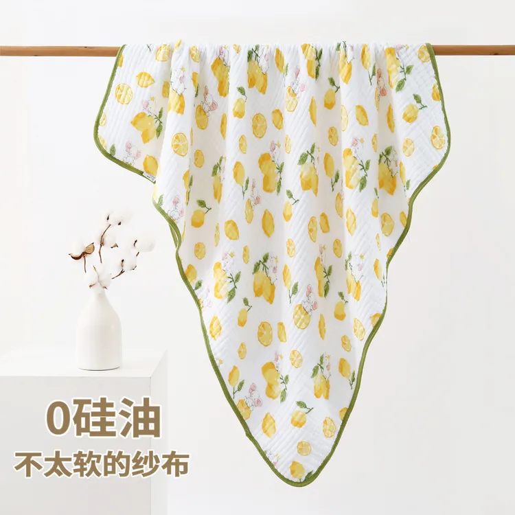 (不太软)新生儿6层一体纯棉溪水厚款宝宝洗澡蓬松浴巾无硅油纱布