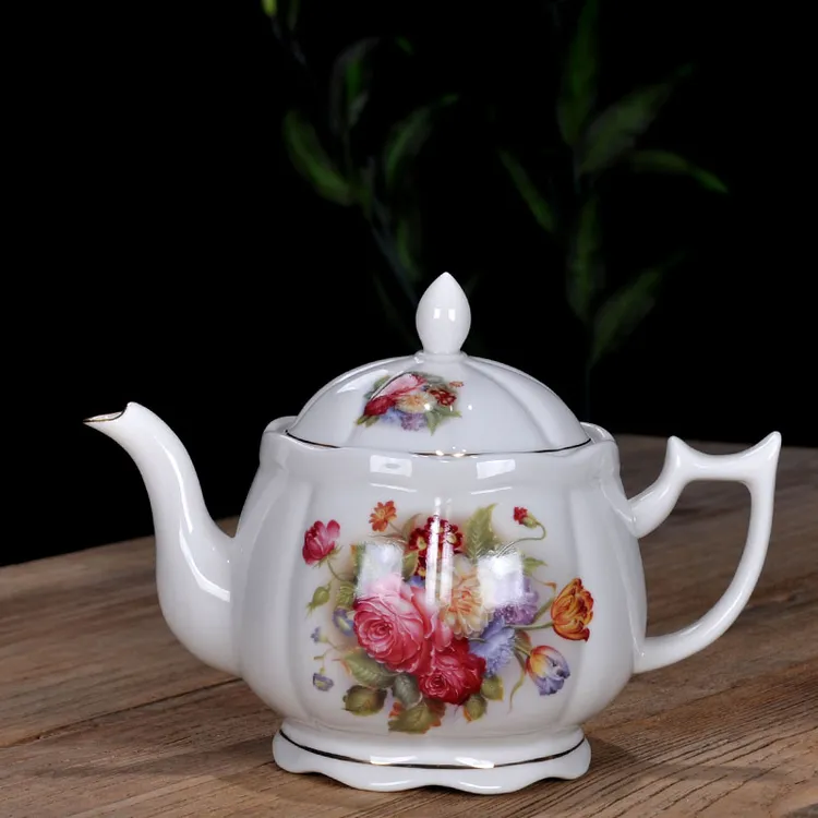 1000ml大号陶瓷泡茶壶单壶带过滤孔家用餐厅花茶耐热厚实红茶大壶