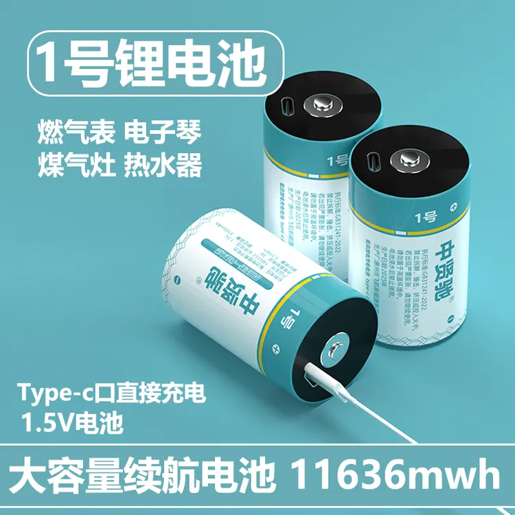 1号3145mAh大容量1.5V USB可充电锂电池 家用煤气灶热水器专用