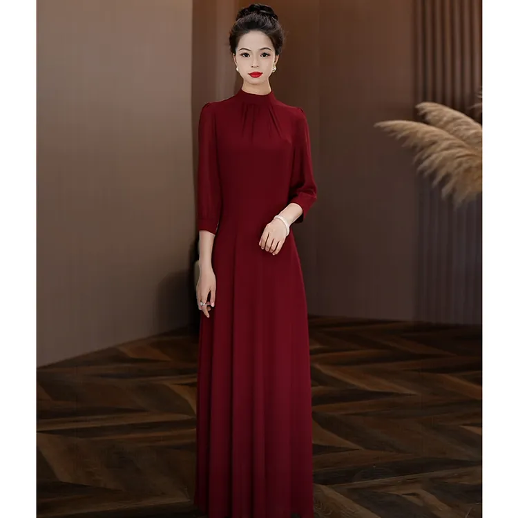 气质连衣裙女2025夏季新款修身显瘦大摆长裙喜婆婆喜妈妈时尚裙子