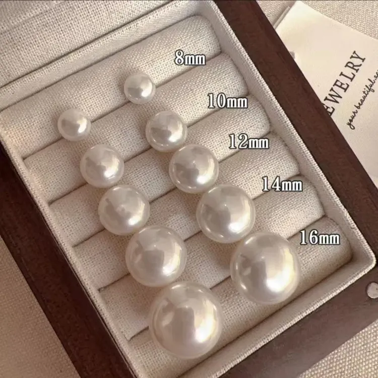 铜合金仿珍珠耳饰 馒头珍珠大耳钉女2025新款爆款耳环轻奢高级感