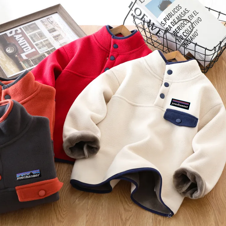 男女童加绒卫衣秋冬2025新款儿童双面绒加厚立领打底衫中大童潮