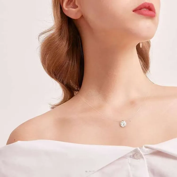 钛钢项链 超闪隐形人鱼之泪项链女时尚百搭小众经典设计感锁骨链