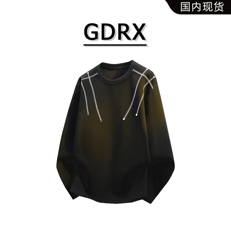 GDRX美式高街圆领卫衣男士秋季潮流时尚通勤宽松大码上衣轻奢男装