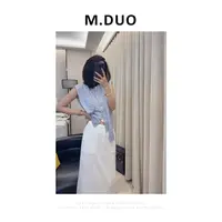 M.DUO 时尚小众拼接休闲设计感小香风拼色披肩上衣3091