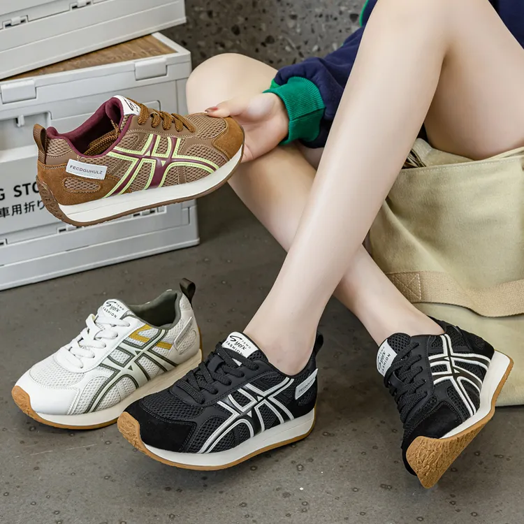 真皮平底老爹鞋女2025秋新款韩版透气休闲运动鞋女41一43大码女鞋