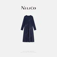 NILICO【发现美】可持续时髦显瘦百搭解构拼接长袖连衣裙