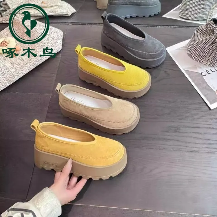 啄木鸟浅口勃肯鞋女2025年新款厚底增高轻便百搭复古时尚单鞋