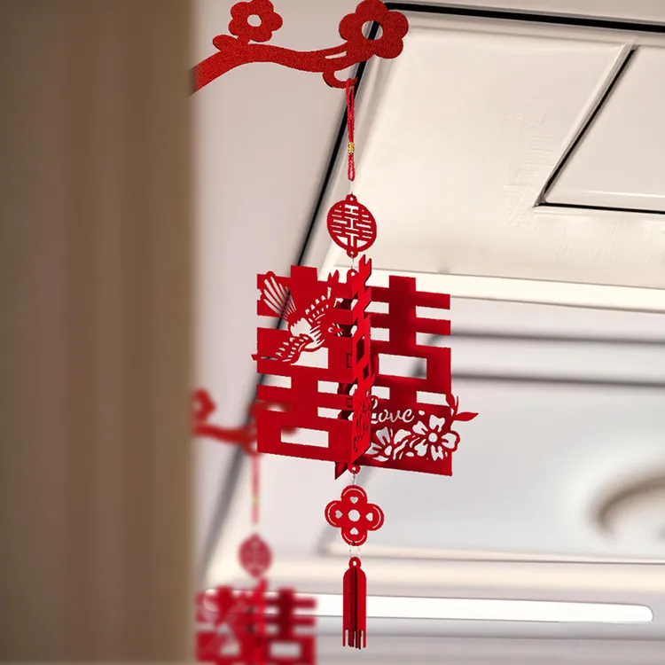 结婚喜字立体灯笼挂件婚礼装饰大门头房门囍字贴婚房主卧布置挂件