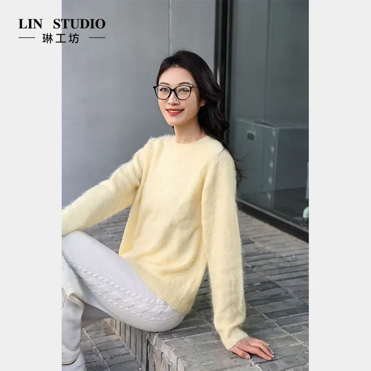 【年度粉丝回馈款】【拉绒工艺 100%山羊绒】琳工坊“樱徊”黄色针织衫