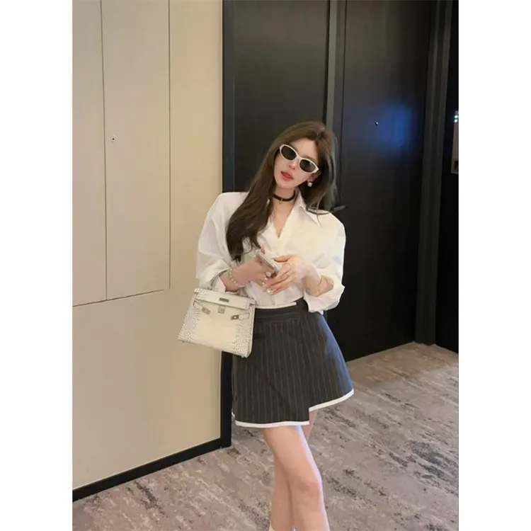 白色衬衫女上衣两件套裙开春2025新款设计感甜美时尚拼接蕾丝衬衣