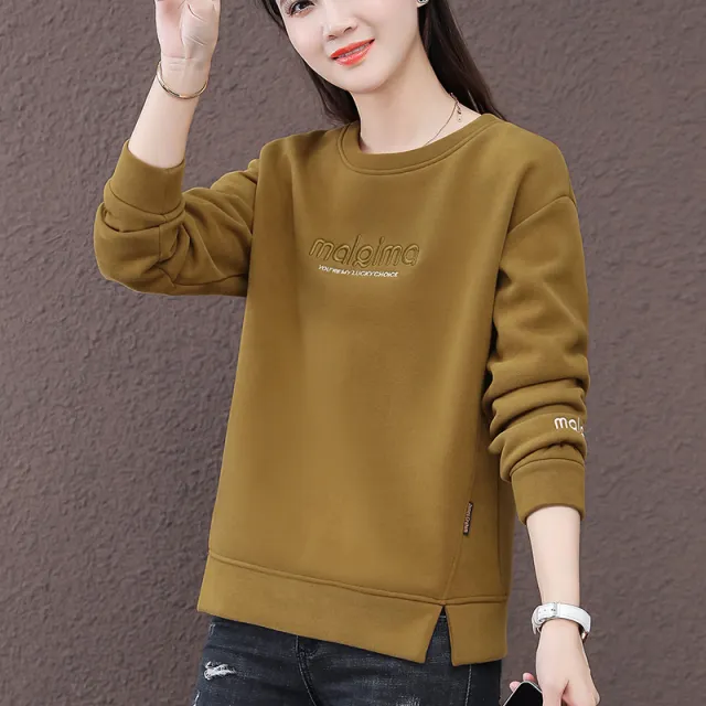 圆领卫衣女春秋季2025新款爆款中年妈妈刺绣春装薄款无帽休闲上衣