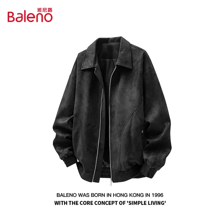 班尼路美式复古仿麂皮绒翻领夹克男士秋冬季加绒保暖休闲百搭外套商品图