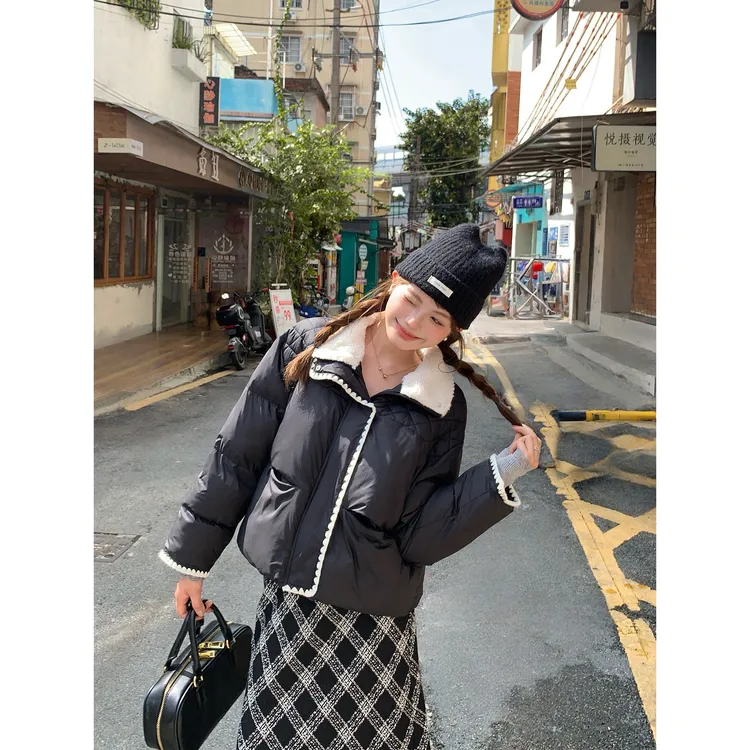  切糕自制【冷萃拿铁】小个子秋冬季流光风设计感显瘦菱格面包棉服