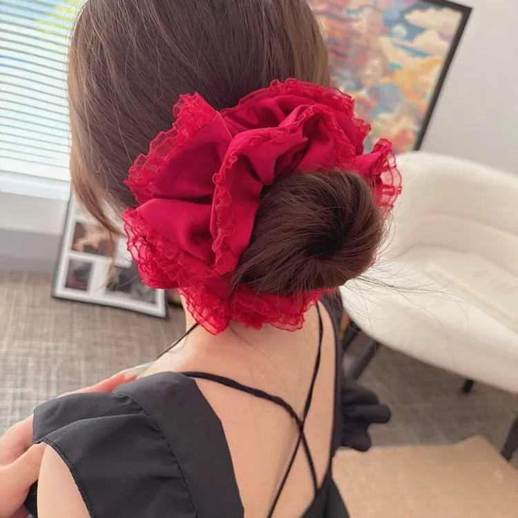 炸街正宫红芭蕾风大肠发圈本命年复古盘发丸子绳女