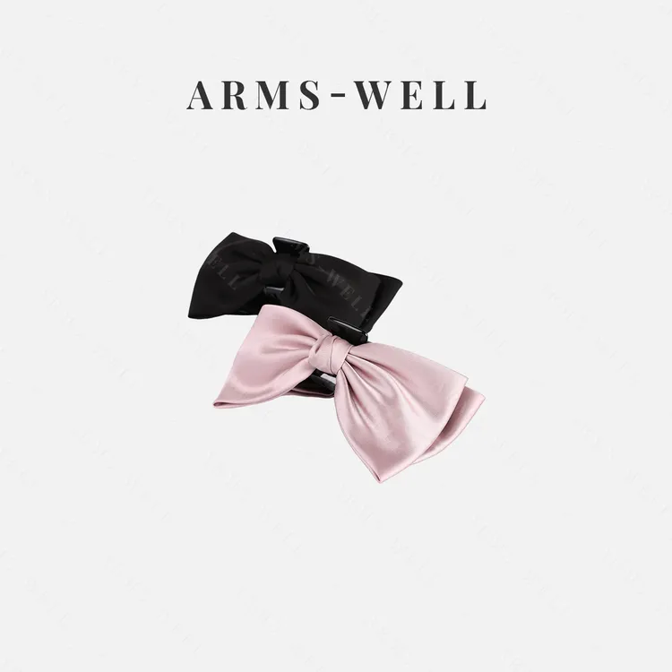 王囡囡 黑/粉纯色蝴蝶结发夹 S265