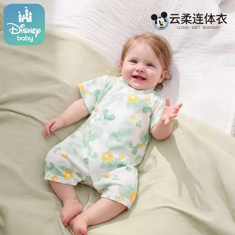 Disney/迪士尼婴儿连体衣纯棉新生夏装衣服宝宝夏季款哈衣爬服