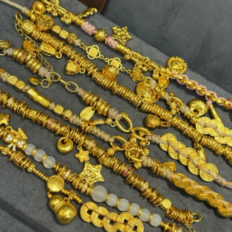 【叁佳壹】铜合金古法金色重工高级DIY手链