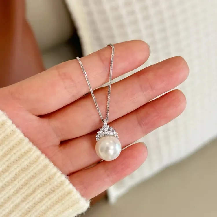 【冰雪女王】天然淡水白色珍珠时尚吊坠11-12m LXZB045