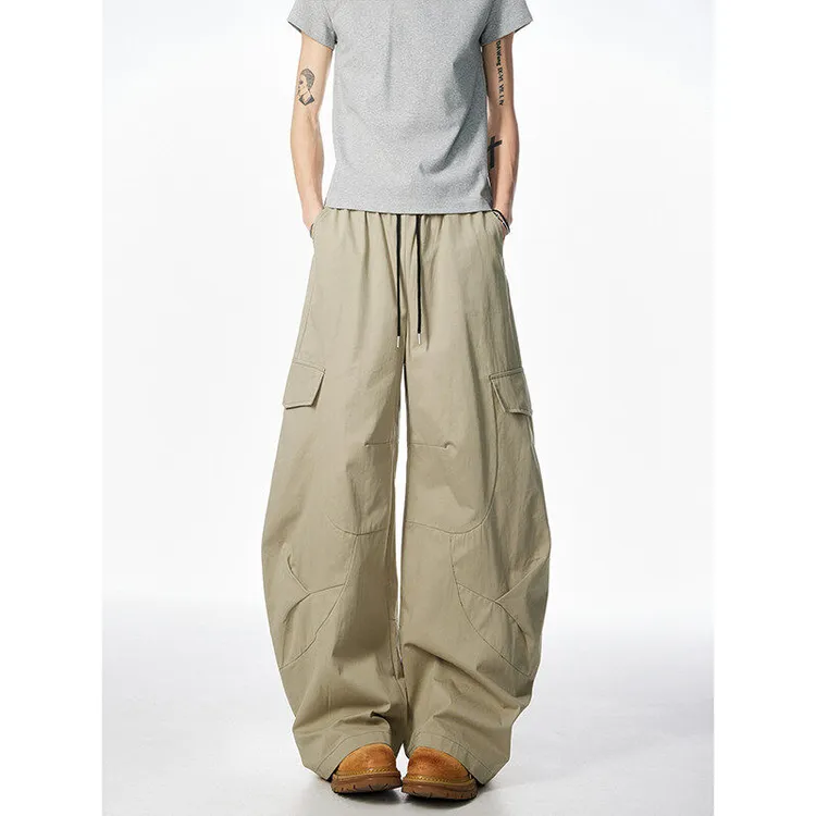 宽松美式工装裤男夏季薄款潮流百搭显瘦阔腿裤休闲情侣伞兵长裤