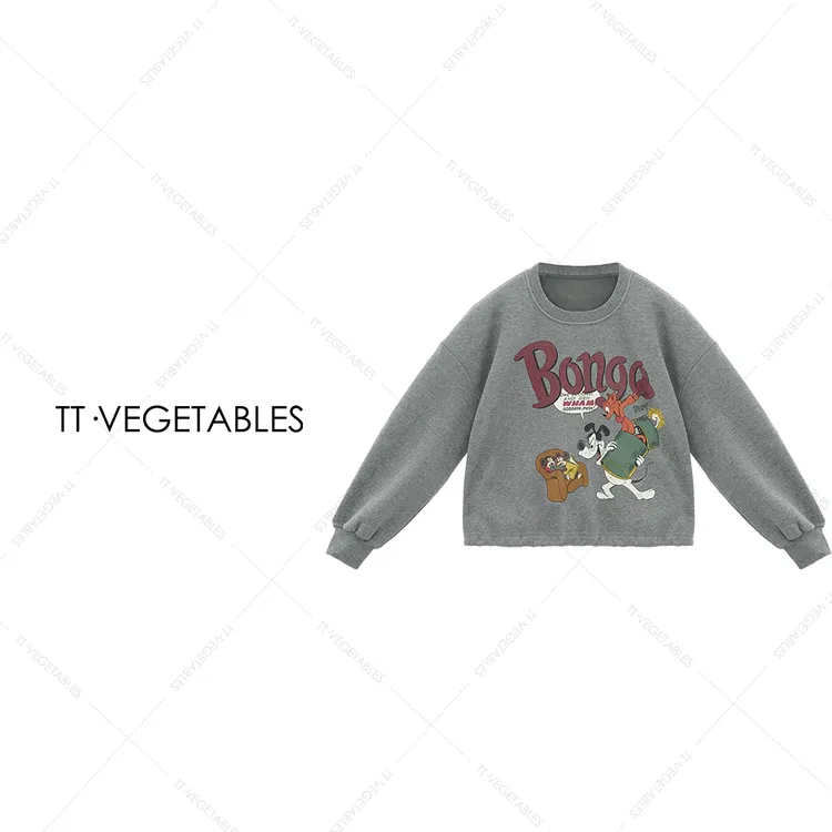 噢芬/小个子 【汀汀】棉柔秋冬重磅印花百搭显瘦卫衣上衣522679