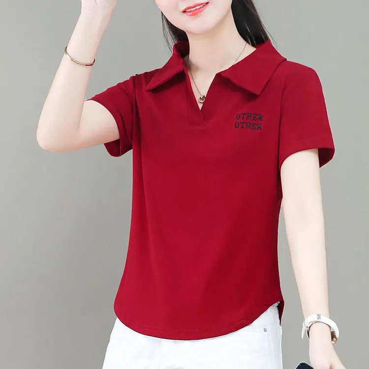 啄木鸟正品翻领上衣洋气显瘦短袖t恤女百搭减龄POLO衫2025年夏款