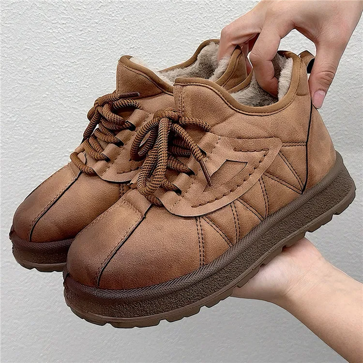 复古英伦风软底短靴女冬季加绒保暖老北京棉鞋个性潮流冬季女棉鞋