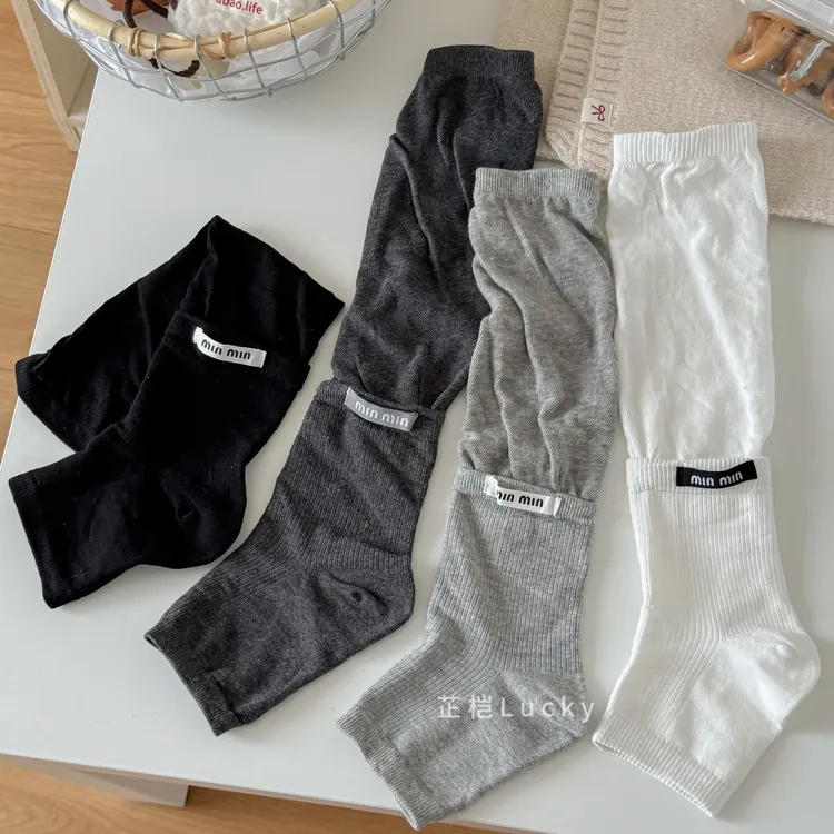 春秋纯色芭蕾风布标踩脚堆堆袜韩系百搭简约透气空调护小腿袜套