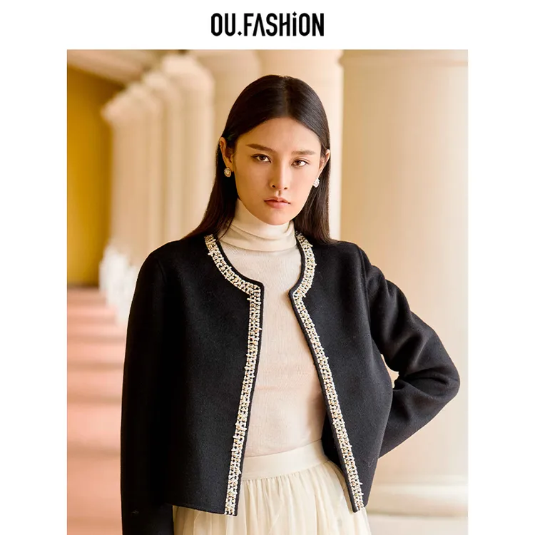 【商场同款】OU.FASHION/欧点小香风款山羊绒1152440134