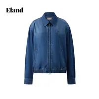 【商场同款】Eland衣恋秋季新款复古宽松拉链牛仔短外套EEJJF49R33