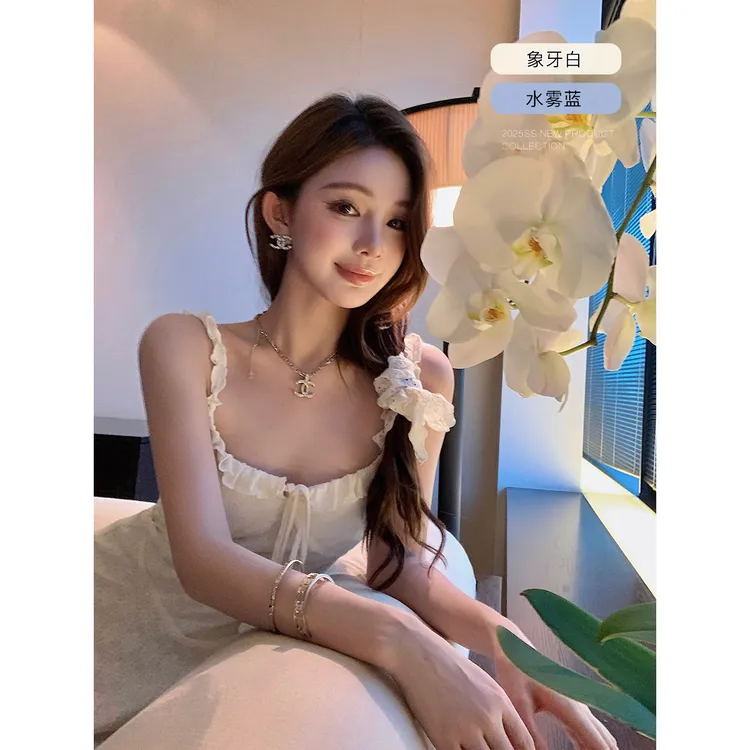【QIUROUYAO邱肉瑶】秒变娇俏甜心~少女领域花边双色连衣裙